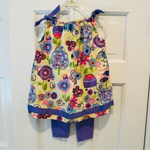 Hanna Andersson Colorful Floral Girls   Sundress & Matching Leggings